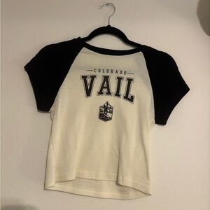 Vail Women’s ' Black and White Raglan Tee